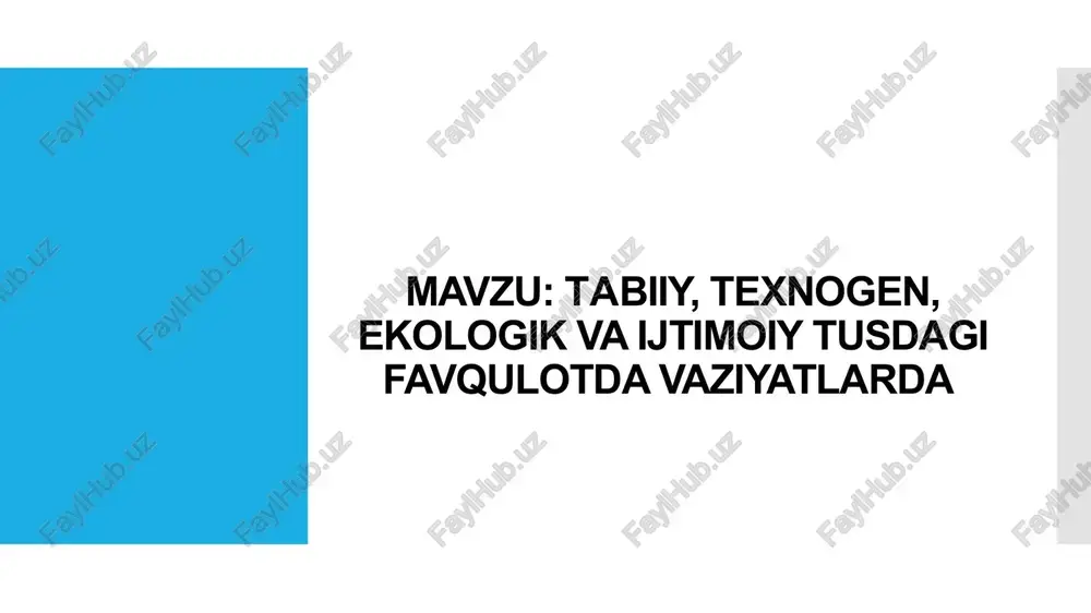 tusdagi favqulotda vaziyatlar — PPTX