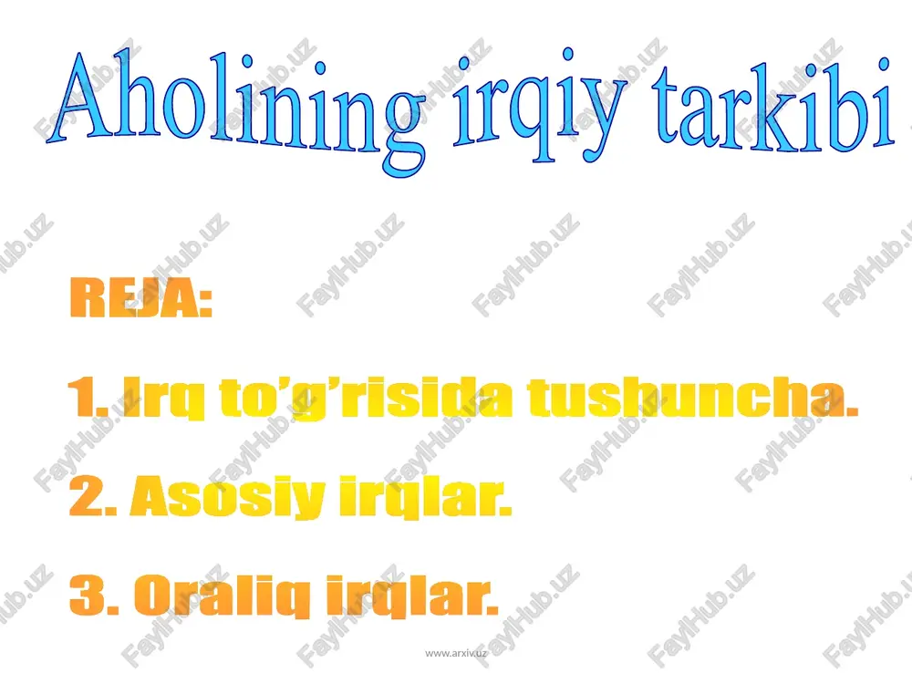 aholining irqiy tarkibi — PPTX