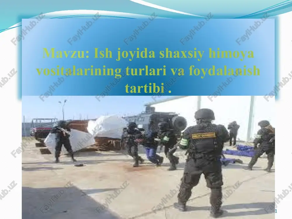ish joyida shaxsiy himoya vositalari — PPTX