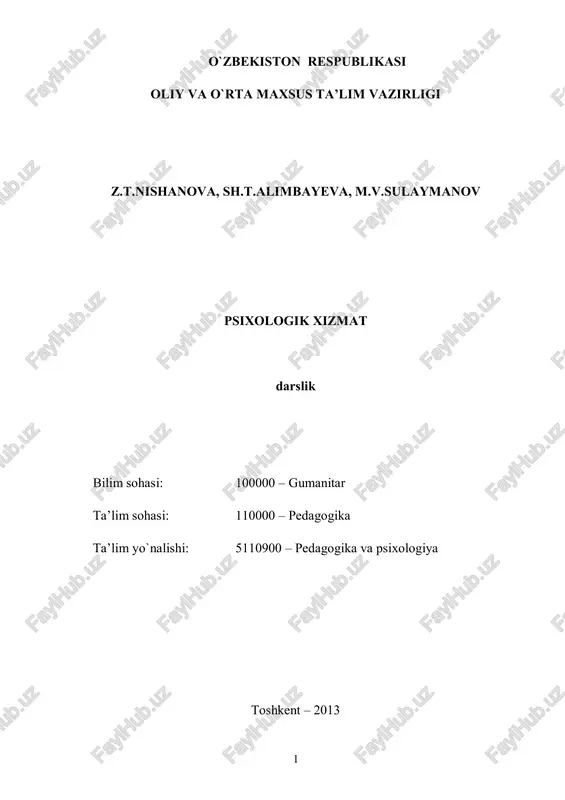 psixologik xizmat darslik — PDF