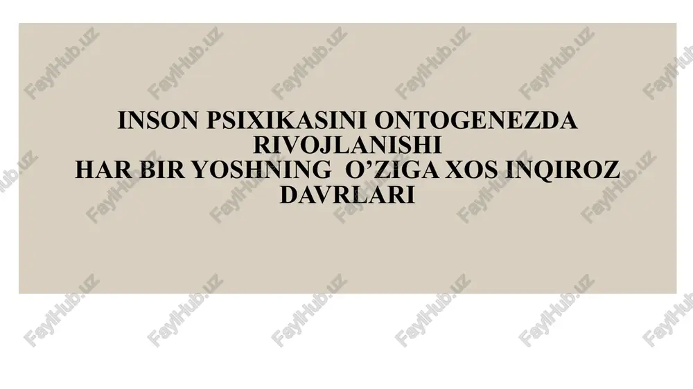 yoshdavrlar tabaqalanishi — PPTX