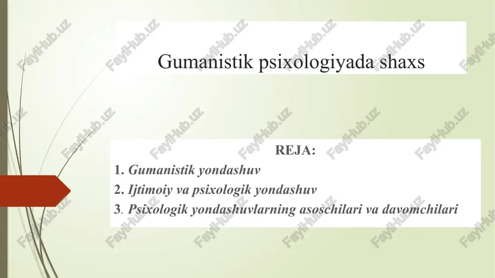 gumanistik psixologiyada shaxsning talablarini o'rganish — PPTX