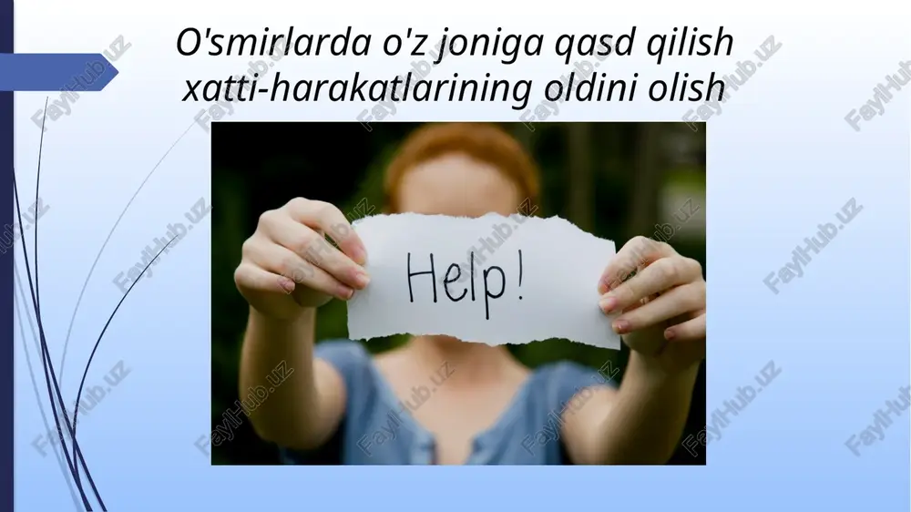 o'smirlarda o'z joniga qasd qilish xatti-harakatlarining oldini olish — PPTX