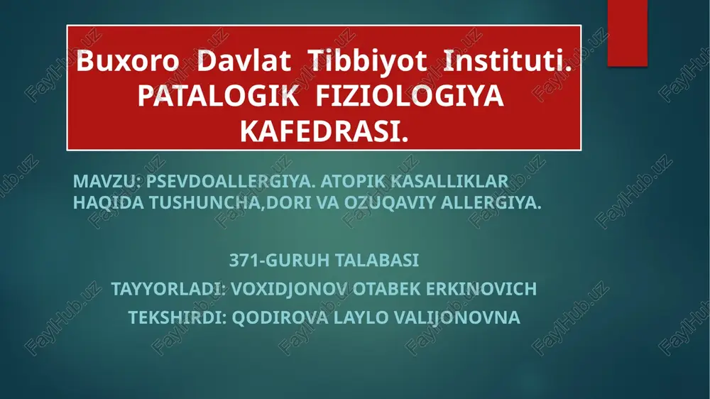 psevdoallergiya va atopik kasalliklar — PPTX