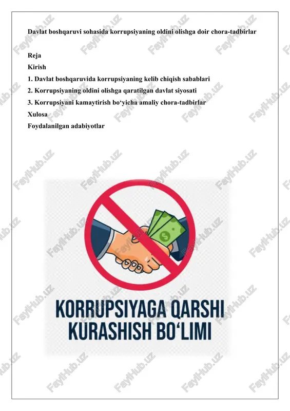 korrupsiya va uning oldini olish — DOCX