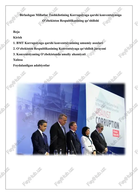 bmt korrupsiyaga qarshi konventsiyasi — DOCX
