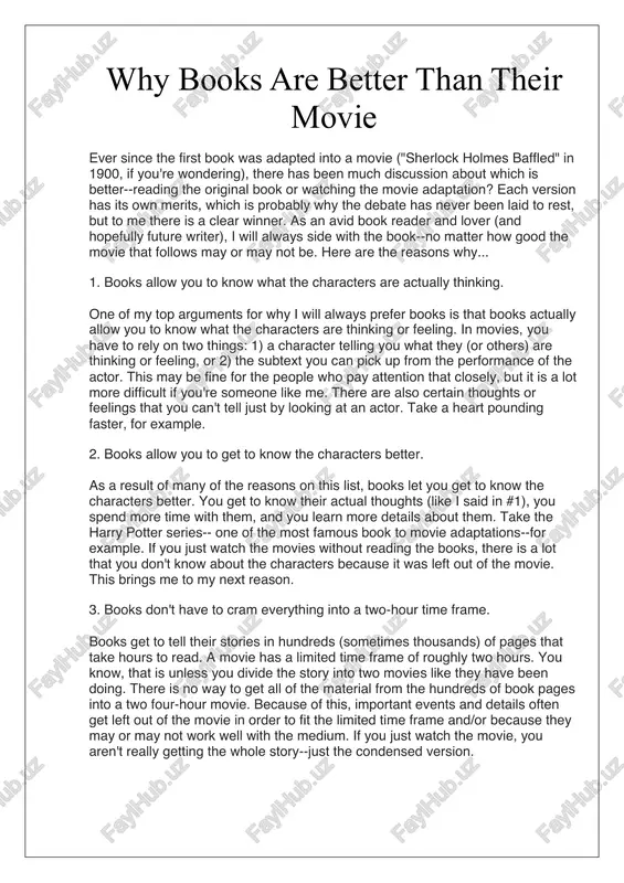 why books are better than their movie — PDF