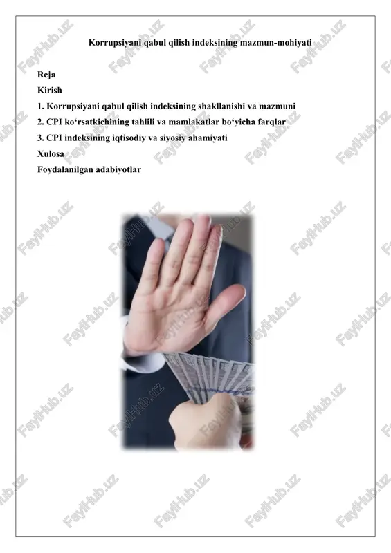 korrupsiyani qabul qilish indeksi — DOCX