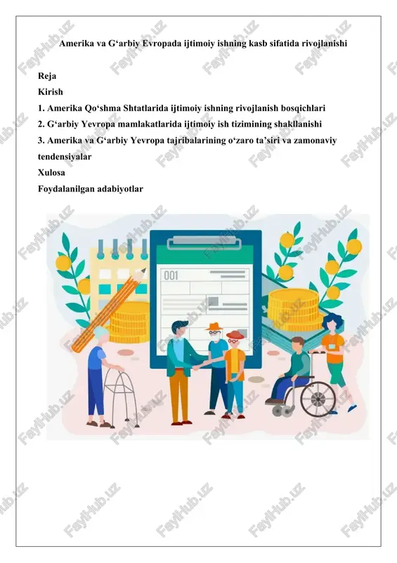 amerika va g‘arbiy evropada ijtimoiy ishning kasb sifatida rivojlanishi — DOCX