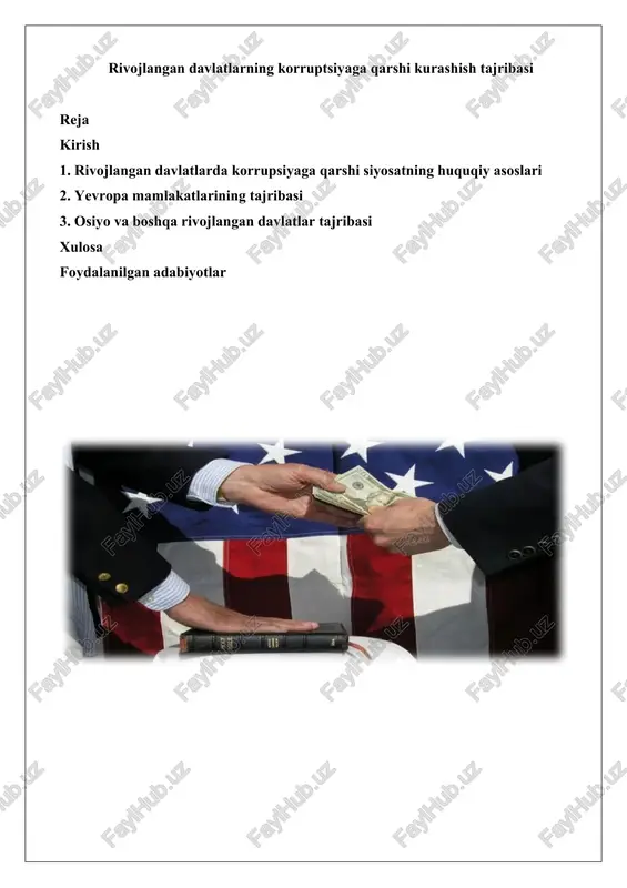 rivojlangan davlatlarning korruptsiyaga qarshi kurashish tajribasi — DOCX