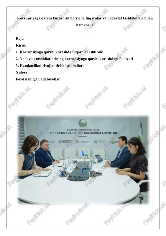 korrupsiyaga qarshi kurashish — DOCX