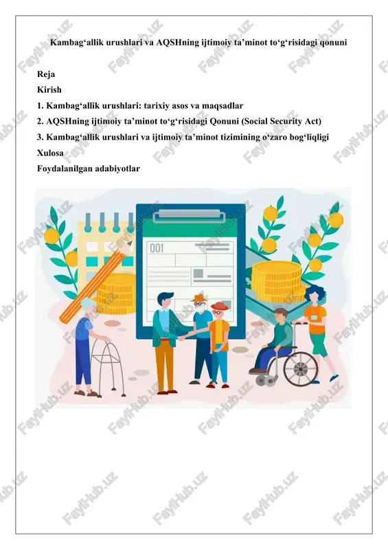 kambag‘allik urushlari va aqshning ijtimoiy ta’minot to‘g‘risidagi qonuni — DOCX