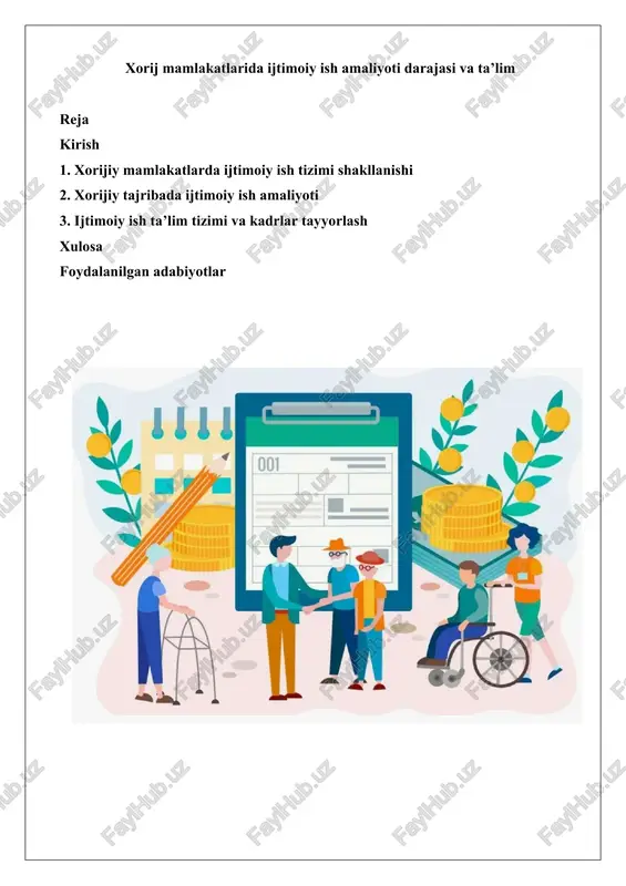 xorijiy mamlakatlarda ijtimoiy ish amaliyoti darajasi va ta’lim — DOCX