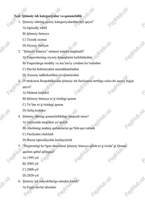 ijtimoiy ish kategoriyalar va qonunchilik — DOCX