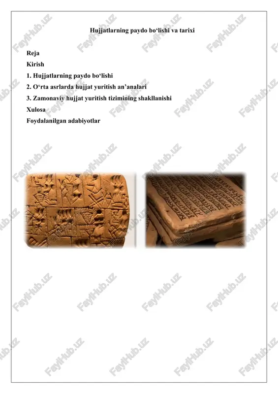 hujjatlarning paydo bo‘lishi va tarixi — DOCX