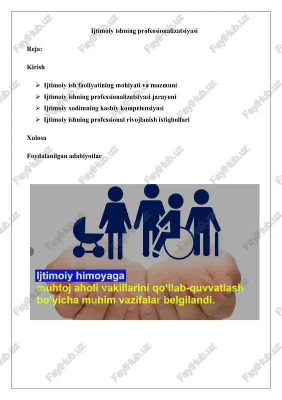ijtimoiy ishning professionalizatsiyasi — DOCX