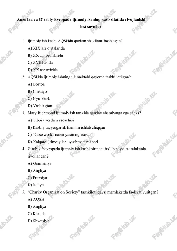 ijtimoiy ishning rivojlanishi — DOCX