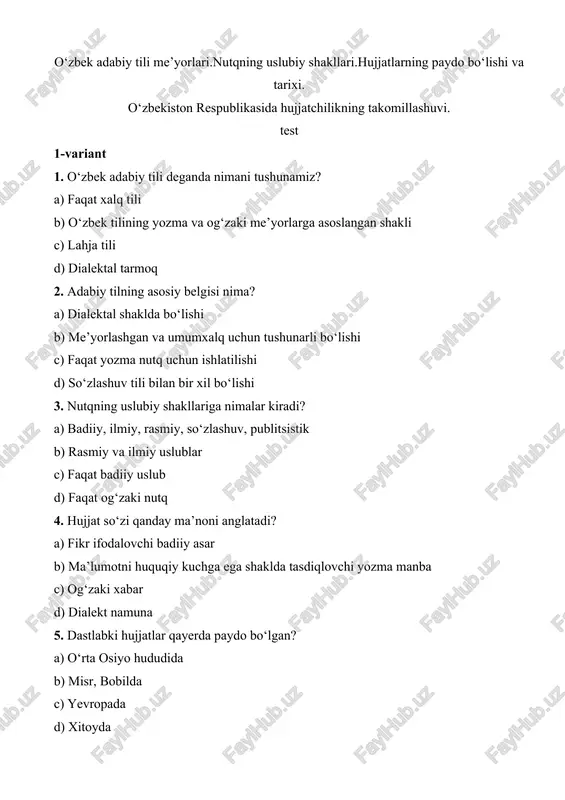 o‘zbek adabiy tili me’yorlari — DOCX