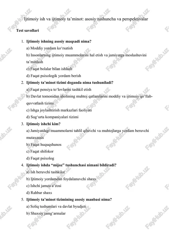 ijtimoiy ish va ijtimoiy ta’minot — DOCX