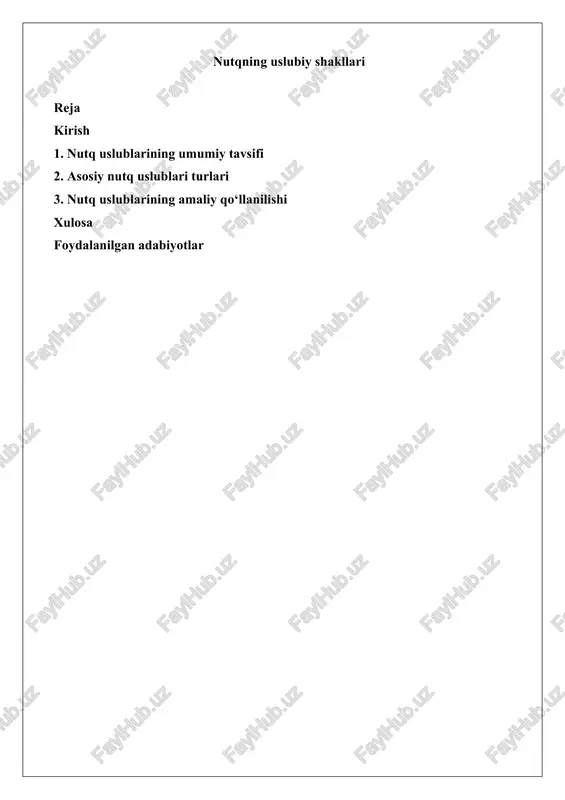 nutqning uslubiy shakllari — DOCX