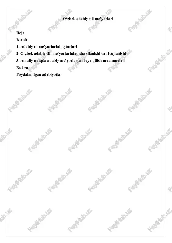 o‘zbek adabiy tili me’yorlari — DOCX