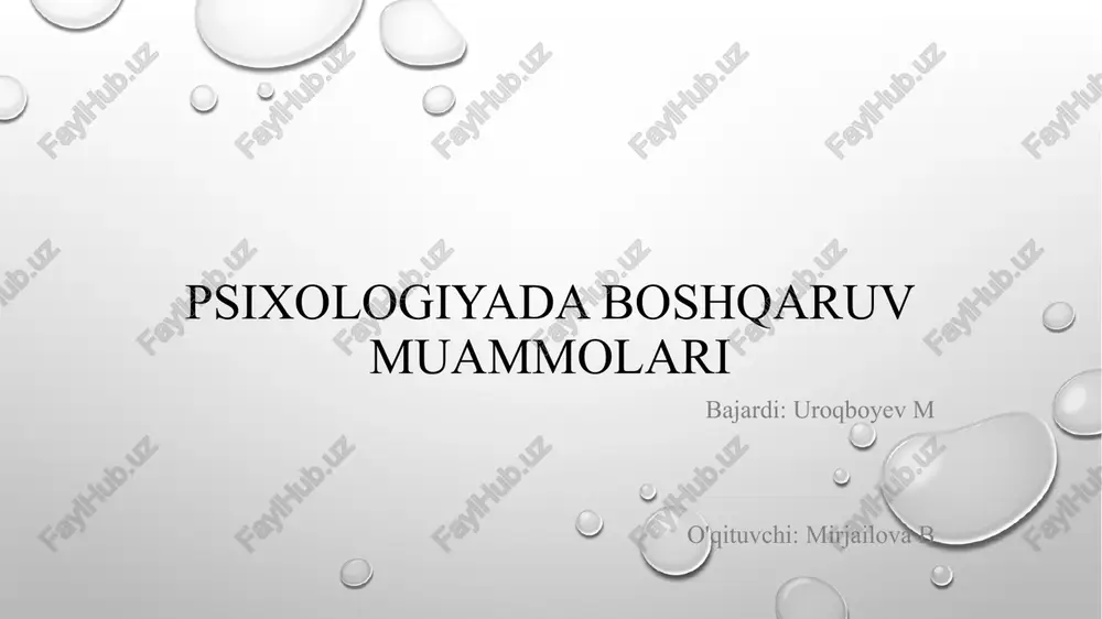 psixologiyada boshqaruv muammolari — PPTX