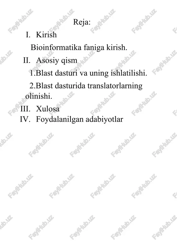 blast dasturi va unda ishlashni o'rganish bosqichlari — DOCX