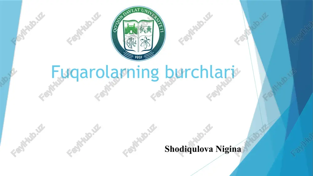 fuqarolarning burchlari — PPTX