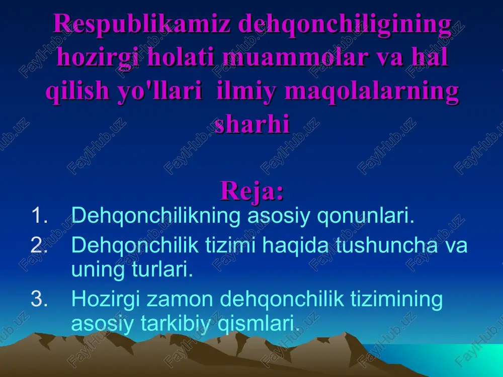 dehqonchilikning asosiy qonunlari — PPT