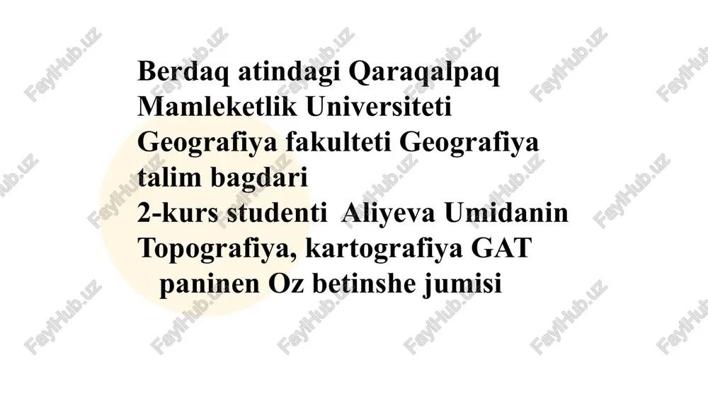 topografik xaritalar va geografik koordinatalarini aniqlash — PPTX