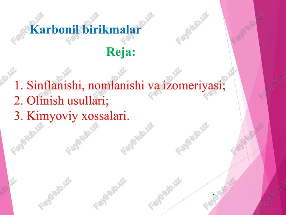 karbonil birikmalar — PPTX