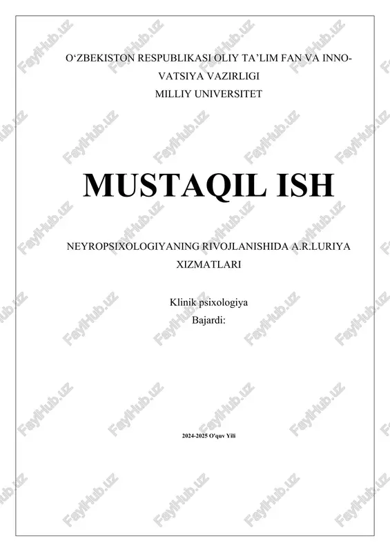 neyropsixologiyaning rivojlanishida a.r.luriya xizmatlari — DOCX