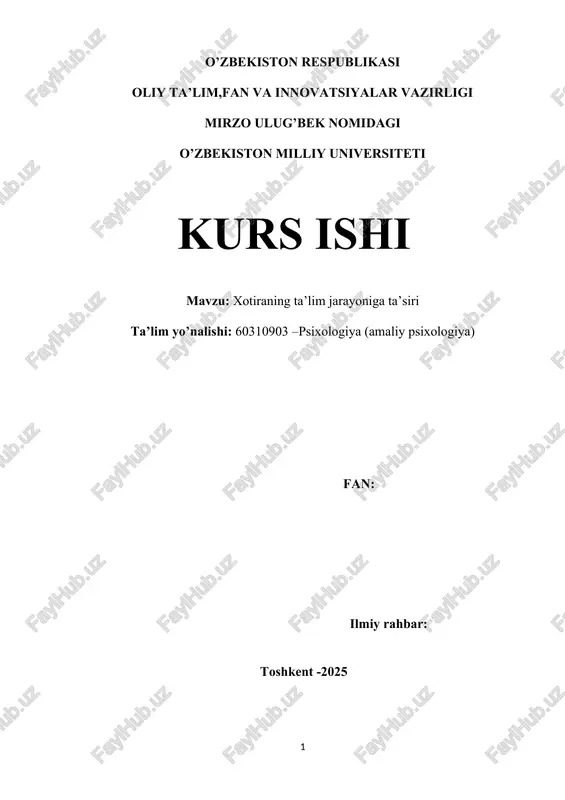 xotiraning ta’lim jarayoniga ta’siri — DOCX