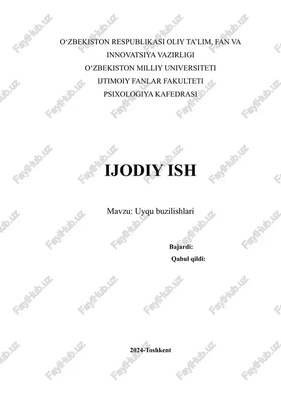 uyqu buzilishlari — DOCX