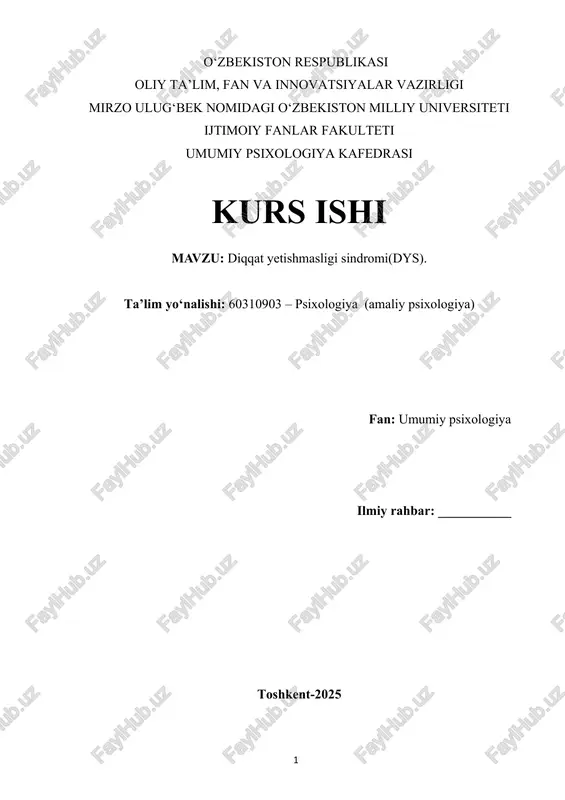 diqqat yetishmasligi sindromi(dys — DOCX