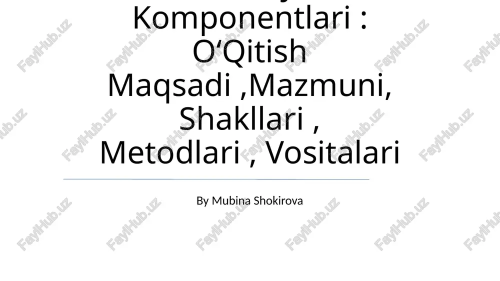 boshlangʻich sinflarda matematika oʻqitish metodikasi fan sifatida — PPTX