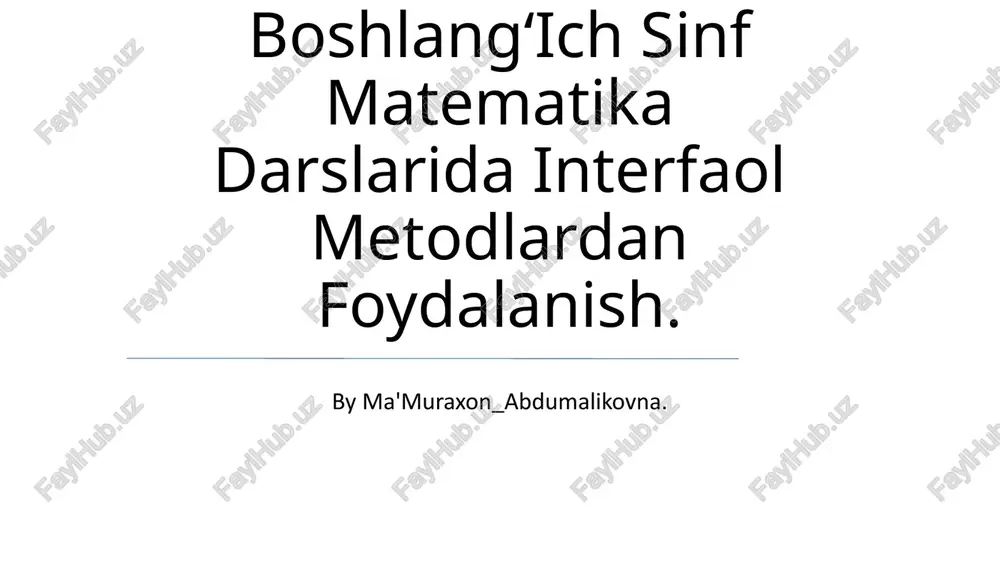 oʻqitishni tashkil qilishda didaktik oʻyin metodidan foydalanish — PPTX