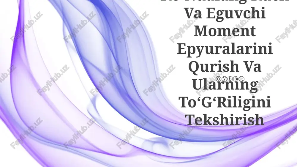 ko‘ndalang kuch va eguvchi moment epyuralarini qurish va ularning to‘g‘riligini tekshirish — PPTX