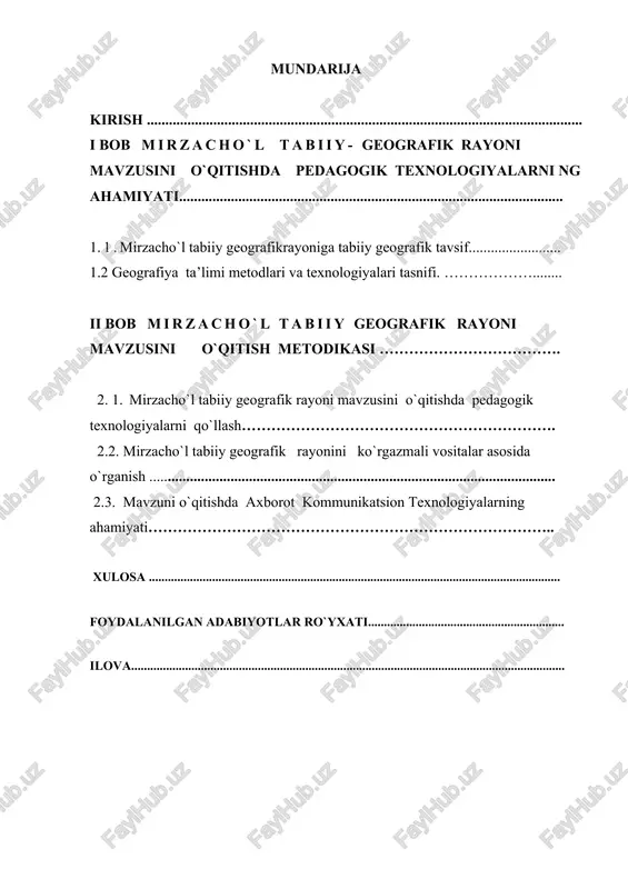 mirzacho`l tabiiy- geografik rayoni mavzusi — DOC