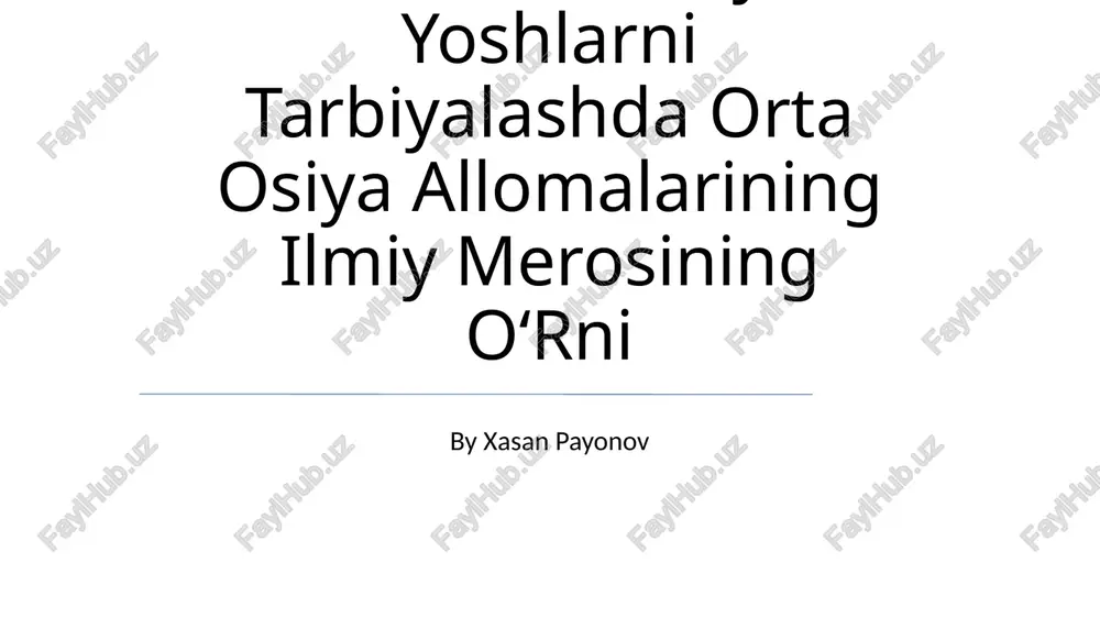 yosh intellektlarni tarbiyalash — PPTX