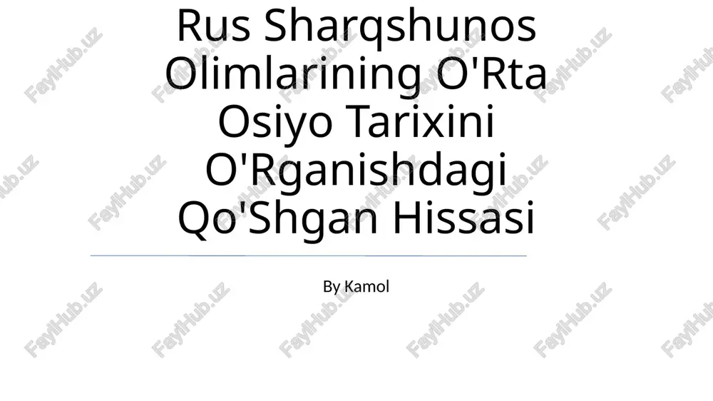 v.v.ning ta'siri. bartold markaziy osiyo tarixshunosligi bo'yicha — PPTX