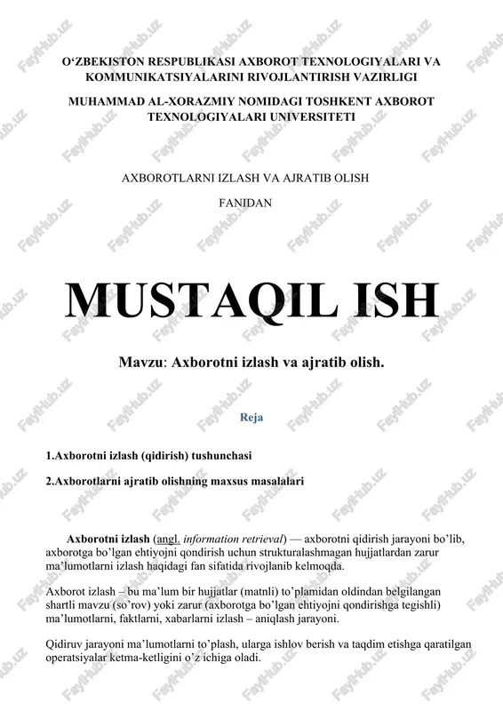 axborotni izlash va ajratib olish — DOCX