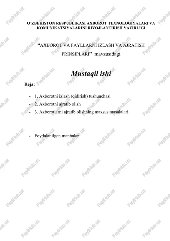 axborot va fayllarni izlash va ajratish prinsiplari — DOC