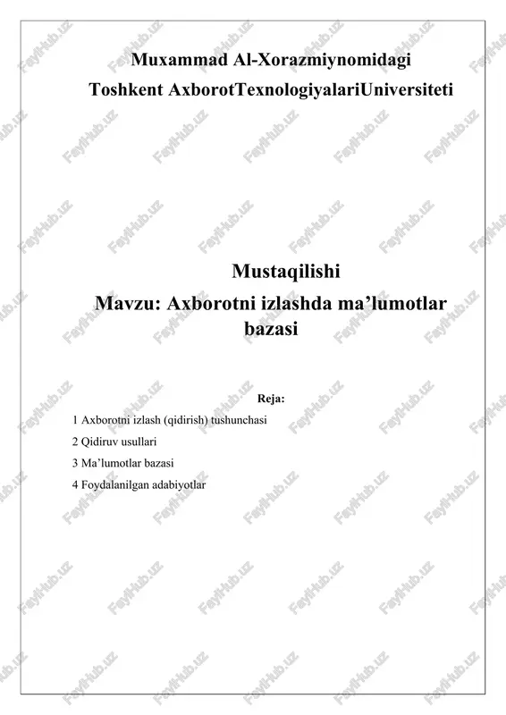 axborotni izlashda ma’lumotlar bazasi — DOCX