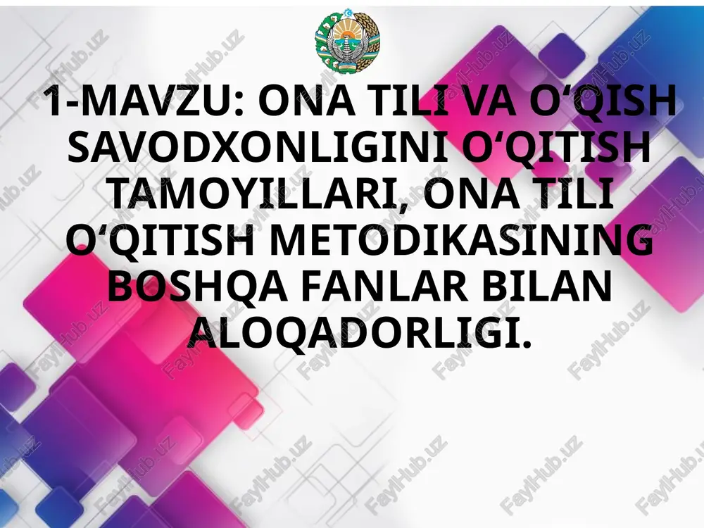 ona tili va o‘qish savodxonligini o‘qitishtamoyillari — PPTX