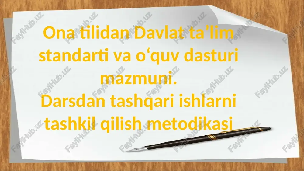 ona tilidan davlat ta’lim standarti va o‘quv dasturi mazmuni — PPTX