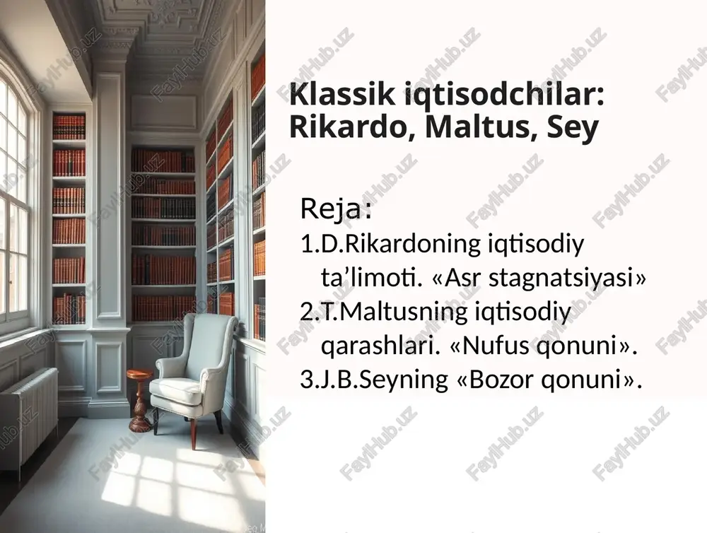 klassik iqtisodchilar rikardo maltus sey — PPTX