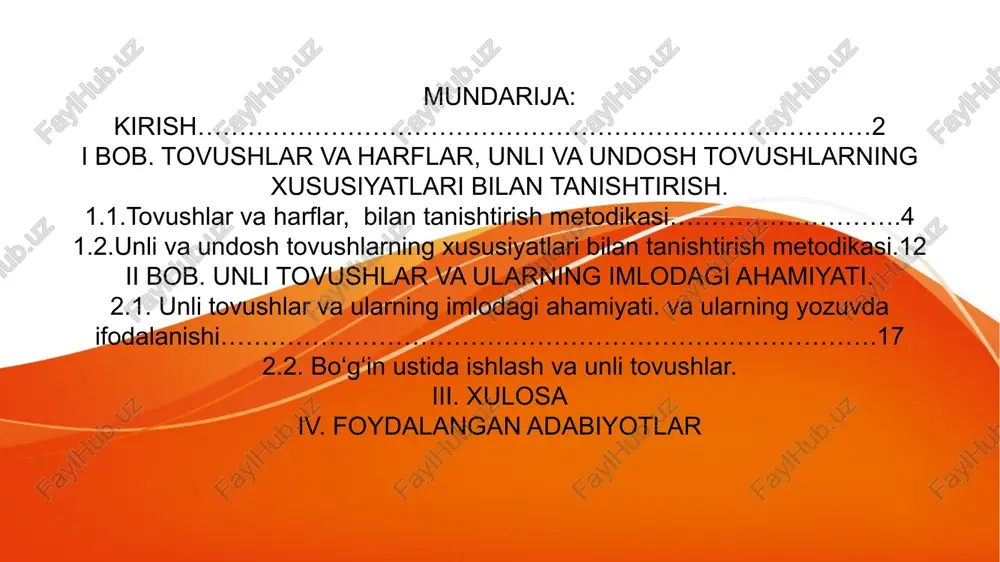 tovushlar va harflar, unli va undosh tovushlarning xususiyatlari bilan tanishtirish — PPTX