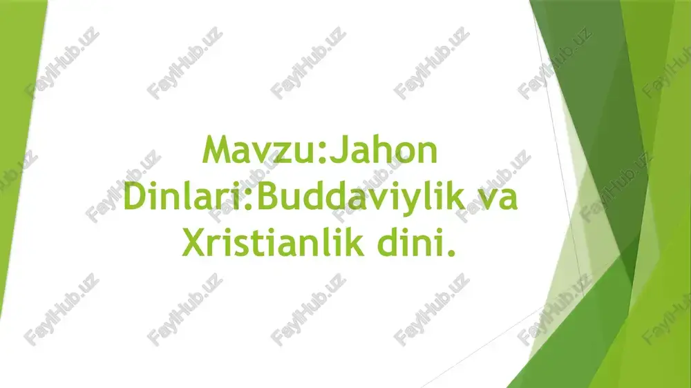 buddaviylikva xristianlik dini — PPTX