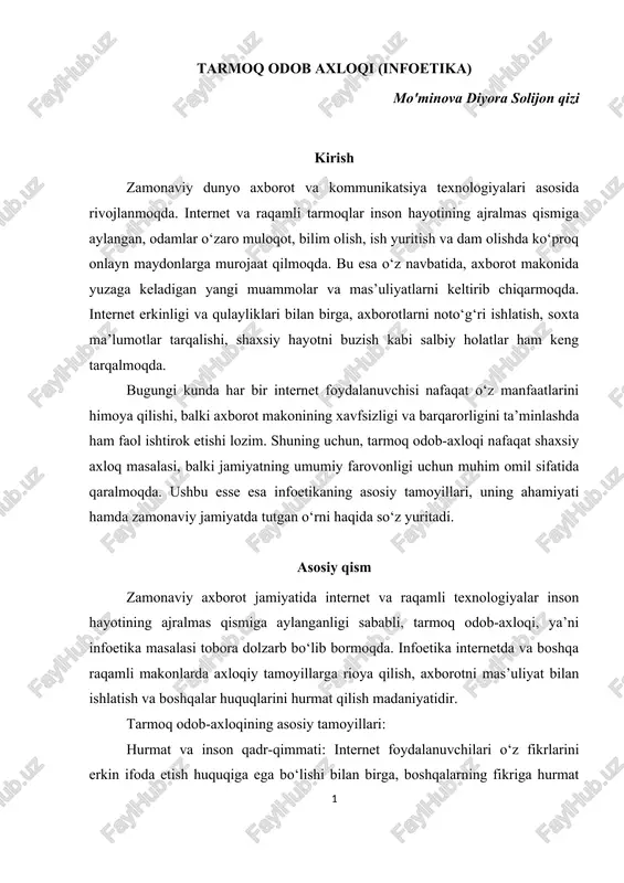 tarmoq odob axloqi (infoetika) — DOC